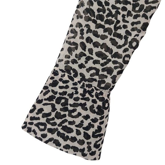 Storia Blouse Womens Medium Brown Black Leopard Print Long Sleeve Button Up - Picture 7 of 10
